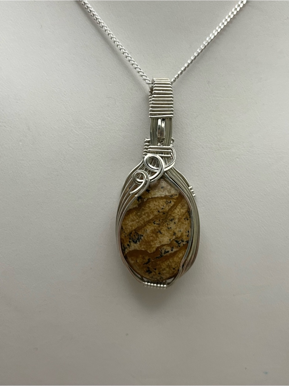 Handmade Sterling Silver Wire Wrapped Interchangeable Pendant Necklace - Picture 6 of 7